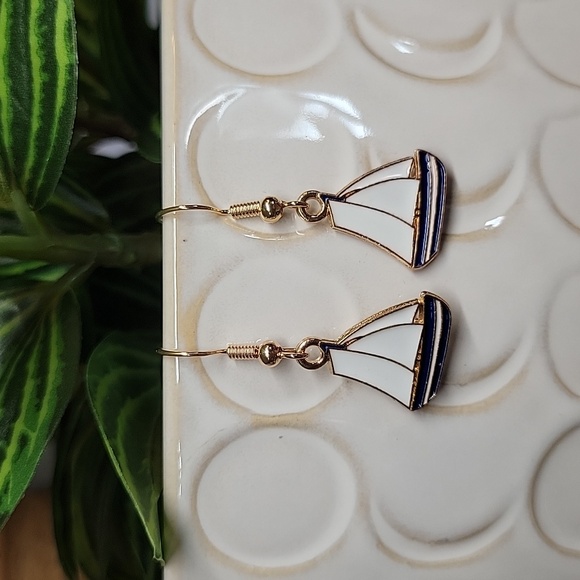 Sailboat Earrings with Gold Accents - Picture 5 of 5